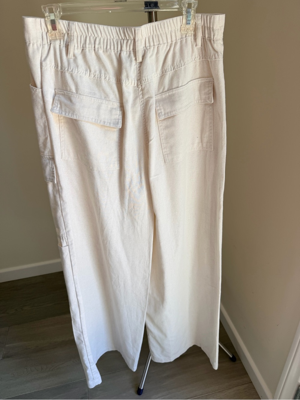 Hunter & Brown like new Cream Elastic-Waist Linen Blend Pants L - Picture 9 of 15